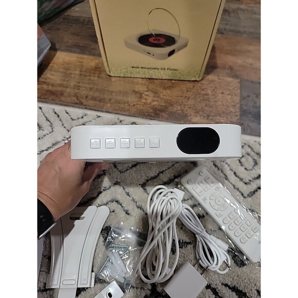 Wall Mountable CD PLAYER Music & FM Radio Bluetooth USB Remote White NEW Listbin - Picture 8 of 14